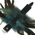 SiaLinda: Federarmband Zaha blau grau, mit Federn und schwarzem Leder, einstellbar - SiaLinda.com